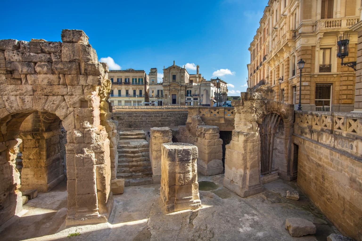 At the Roman amphitheater in Piazza Sant'Oronzo in Lecce Apulia Italy