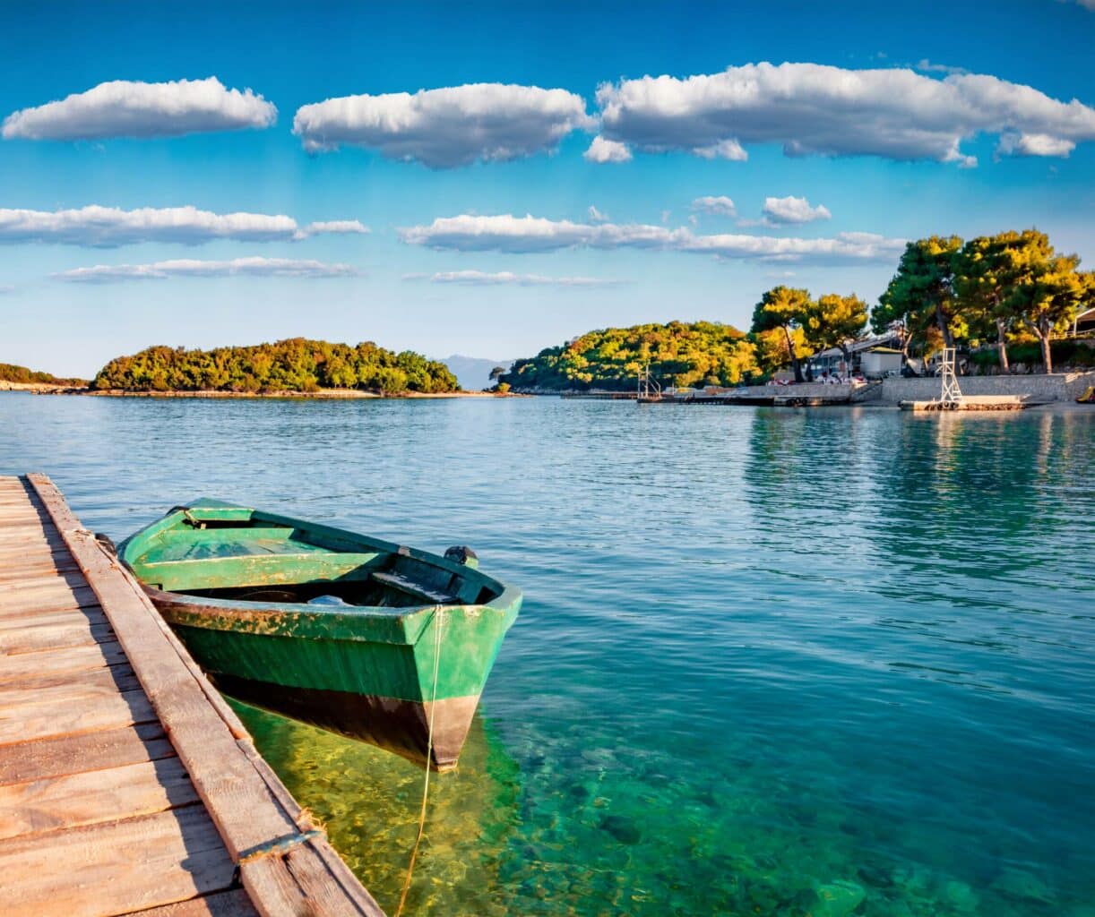 Postcard view of Ksamil beach. Albanian Riviera.