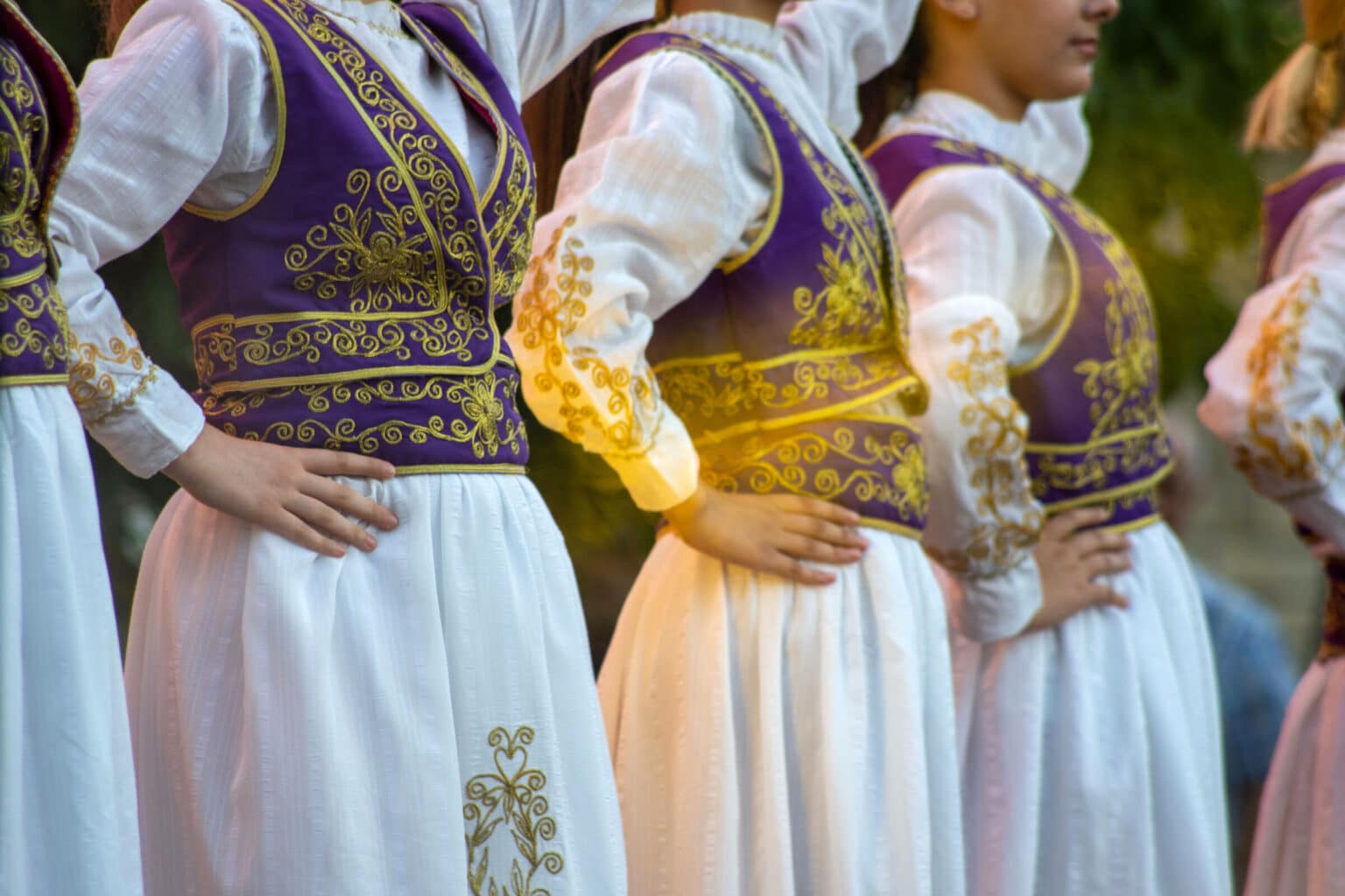 Albanian ladies dancing in traditional costumes