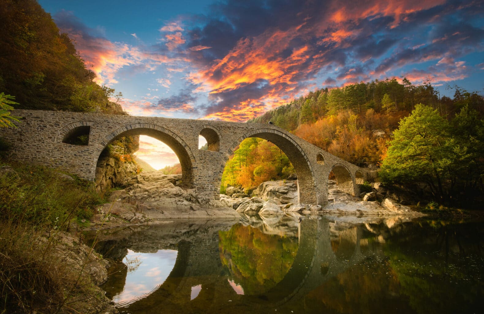 Ancient stone bridge, Devil's bridge, Ottoman architecture, Kardzhali region, Bulgaria