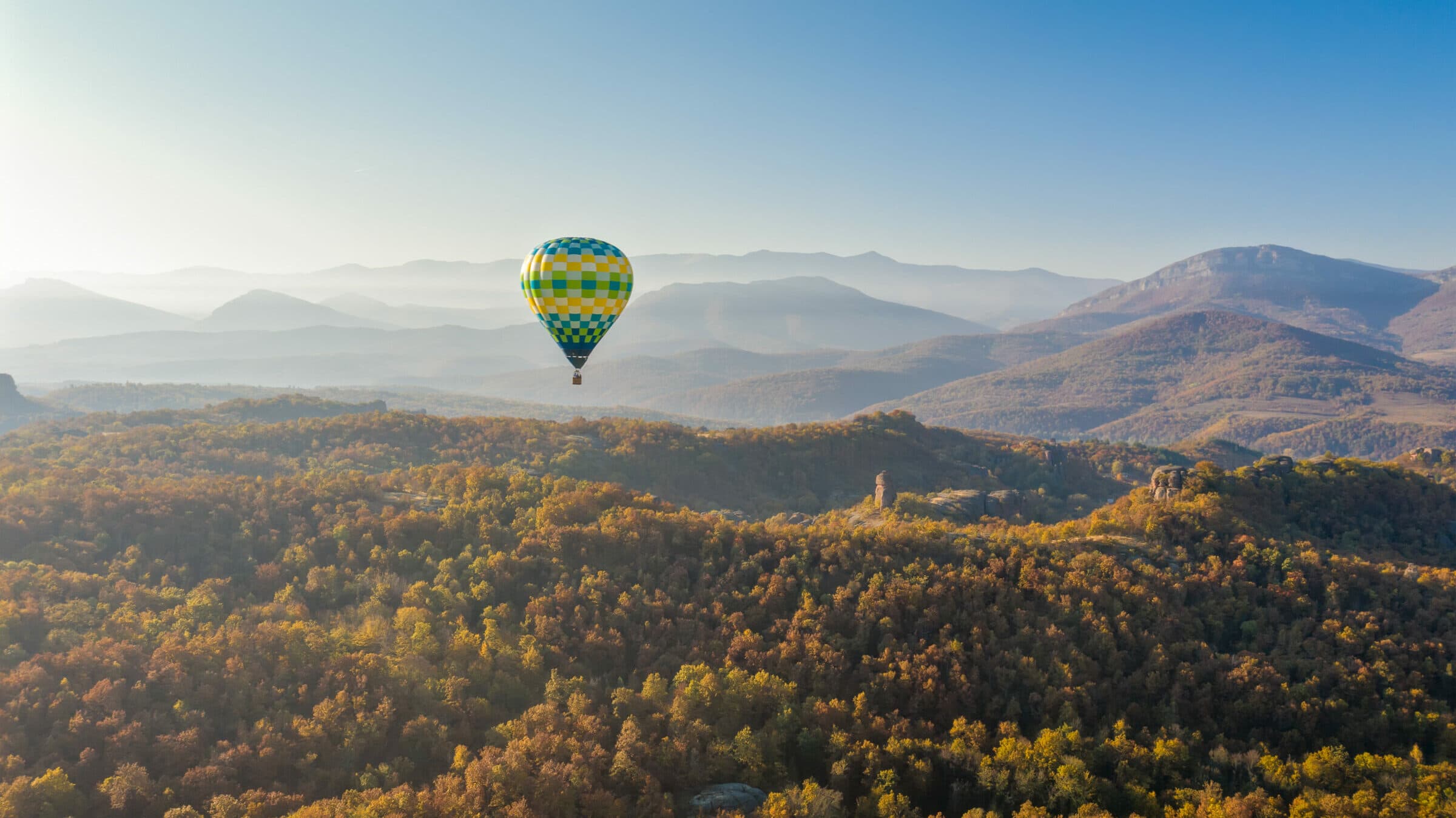 Mongolfiera, rocce di Belogradchik, Bulgaria