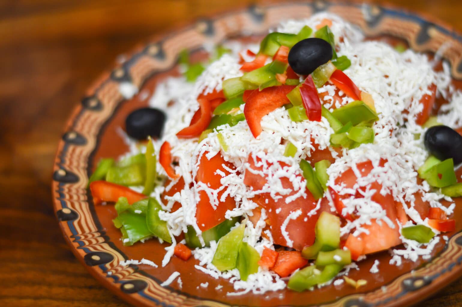 Shopska salad, traditional Bulgarian cuisine