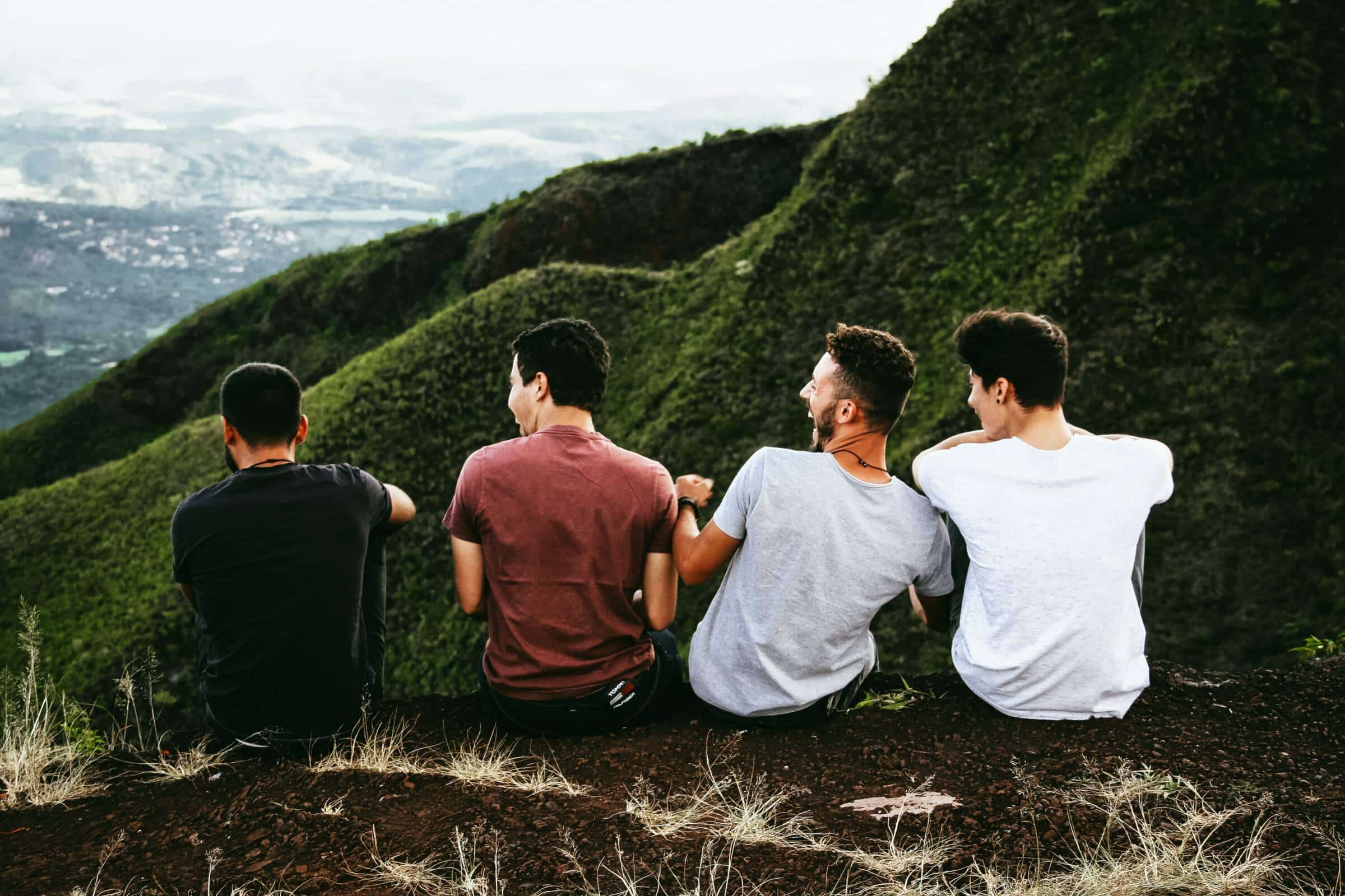 Group of friends having great time in the Bulgarian mountains